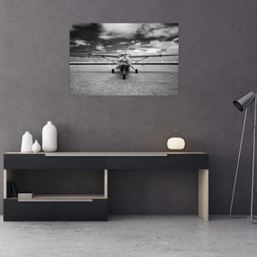 Obraz - Lietadlo čiernobiele (90x60 cm)