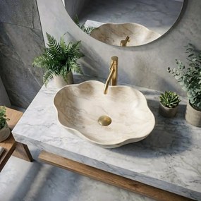 Rea Pearl Kallisto, umývadlo na dosku 505x380x135 mm, béžová-imitácia kameňa, REA-U0619