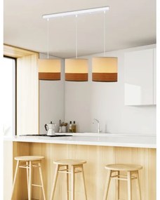 Luster na lanku BIANCO 3xE27/40W/230V biela/hnedá