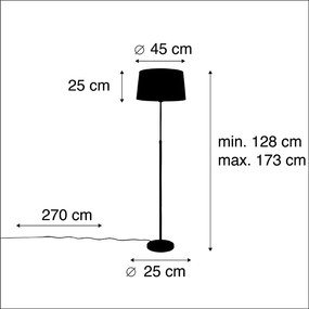 Stojaca lampa čierna s čiernym ľanovým tienidlom 45 cm nastaviteľná - Parte