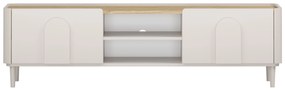 TV stolík Amilio 170 cm so zásuvkou - kašmír / olejovaný dub / úchytky kašmír
