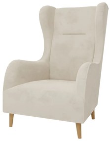 Krémové zamatové kreslo ušiak Carole – Ropez