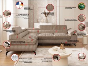 Hnedá menčestrová rohová pohovka (ľavý roh/do L) Marbeya – Ropez