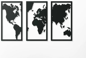 drevko Viacdielny obraz mapa sveta Rozmer obrazu: 50 x 89 cm, Farba dekorácie: Čierna