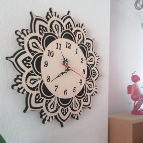 SENTOP | Drevené nástenné hodiny Mandala – Elegantný 3D dizajn | SENTOP PR0375 MDF-playwood analógové