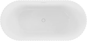 Mexen Paola, voľne stojaca vaňa, drážkovaná, 150 x 75 cm, biela lesklá, biely prepad, 52721507500-20