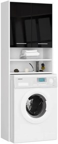 Kúpeľňová skrinka nad práčku FIN 2D biela / čierna, lesk
