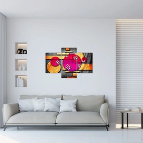 Abstraktný obraz s historickými symbolmi (90x60 cm)