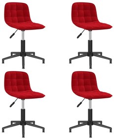 3086820 vidaXL Swivel Dining Chairs 4 pcs Wine Red Velvet (334081x2)