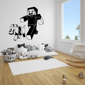 Veselá Stena Samolepka na stenu na stenu Minecraft so psom Farba: černá