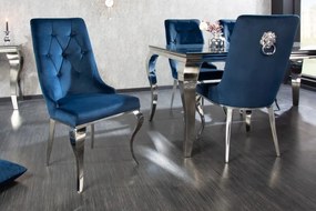 Dizajnová stolička Rococo Levia hlava modrá / chróm