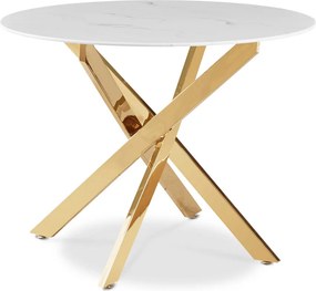Stôl AYRTON 100 cm biely mramor / Zlatá