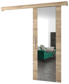 Posuvné dvere 90 cm Sharlene II (dub sonoma + dub sonoma + strieborná) (so zrkadlom). Akcia -19%. Vlastná spoľahlivá doprava až k Vám domov. 1043681