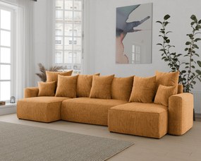 Rohová sedačka Denia U (horčicová). Akcia -20%. Vlastná spoľahlivá doprava až k Vám domov. 1133133