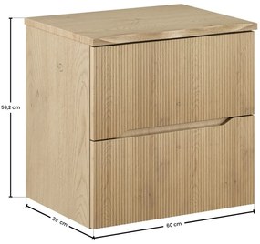 Závesná skrinka pod umývadlo Nordic Nature s doskou 60 cm dub cremona