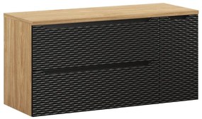 Závesná skrinka pod umývadlo Ocean s doskou 120 cm čierna/dub olejovaný