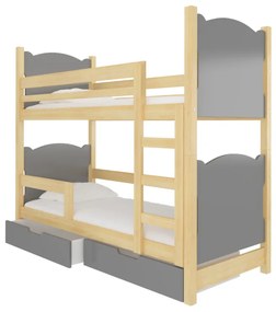 Detská poschodová posteľ BALADA, 180x75, sosna/sivá