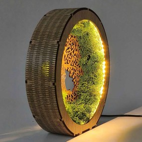 Strom života - svietiaci machový obraz s LED | SEDO: HDF - Orech 20 cm 4792-115233 LED0633