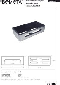 Bemeta Design CYTRO: Polička, do sprchy, plast - 102308226