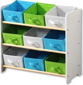 Kesper 2. akosť - Detský regál, organizér na hračky s 9 úložnými boxmi, modro-zelený