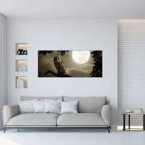 Obraz - Nočná sova, zlatá (120x50 cm)