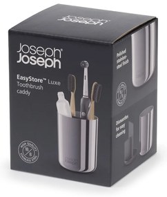 Téglik na zubné kefky z nehrdzavejúcej ocele v lesklo striebornej farbe EasyStore Luxe – Joseph Joseph