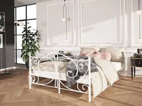 Kovová posteľ s kryštálmi Drekolsi, Rozmer postele: 140x200, Farba: biela