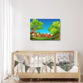 Sklenený obraz - Veselé veveričky (70x50 cm)