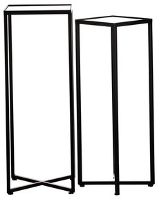 Autronic BONTEC Stojan na kvety - kovové rámy, sklenená doska, cena za sadu 2 ks Farba: Čierna