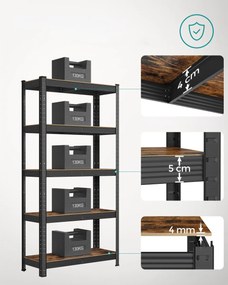 Kovový policový regál TAYLOR 5 políc 150x75 cm