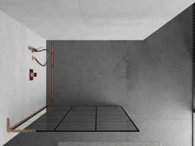 Mexen Kioto L, sprchová zástena Walk-In 110 x 200 cm, 8mm číre sklo čierny vzor, medený matný profil, 800-110-103-65-77