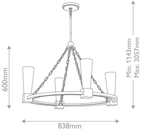 Elstead KRISTY4-DG-OPAL - Luster na tyči KRISTY 4xE27/40W/230V medený