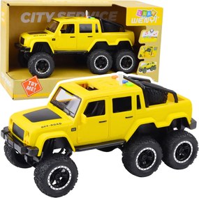 LEAN Toys Terénne vozidlo Fricative Drive Lights Sounds Yellow 6x6 1:16
