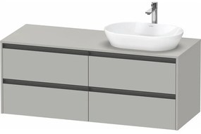 DURAVIT Ketho 2 závesná skrinka pod umývadlo na dosku (umývadlo vpravo), 4 zásuvky, 1400 x 550 x 568 mm, betón šedá matná, K24898R07070000