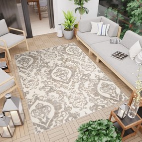 Terasový béžový koberec s ornamentom Šírka: 120 cm | Dĺžka: 170 cm