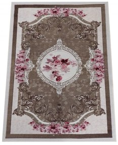 DomTextilu Krásny hnedý koberec s kvetinovým vzorom 43488-204919