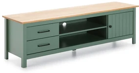 Zelený/v prírodnej farbe TV stolík z borovicového dreva 158x47 cm Miranda – Marckeric