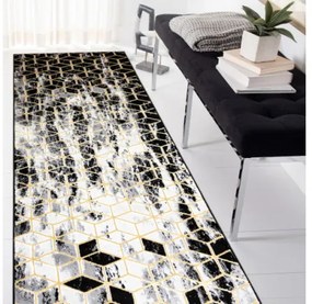Koberec / Behúň GLOSS 409A 82 glamour, art deco čierny / sivý / zlatý