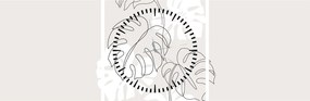 Obraz - Line art monstera N⁰3 (s hodinami) (90x30 cm)