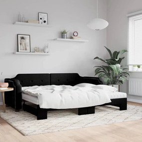 Rozkladacia denná posteľ s matracmi čierna 80x200 cm látka 3197649