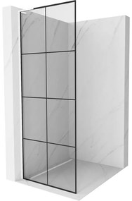 Mexen Kioto L, sprchová zástena Walk-In 70 x 200 cm, 8mm číre sklo čierny vzor, biely profil, 800-070-103-20-77