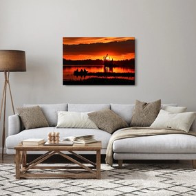 Obraz - Rybári na jazere (90x60 cm)