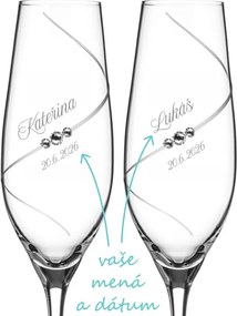 Svadobné poháre na sekt Diamante Silhouette s kryštálmi Swarovski 2 ks