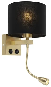 Art Deco nástenná lampa zlatá s čiernym tienidlom - Brescia