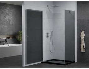 Mexen Pretoria, sprchovací kút 80 (dvere) x 120 (stena) cm, 6mm šedé sklo, chrómový profil + čierna sprchová vanička, 852-080-120-01-40-4070