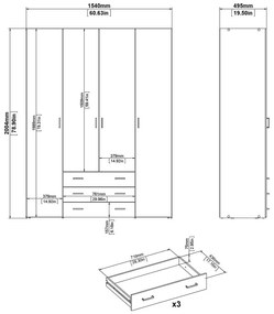 Biela šatníková skriňa 154x200 cm Space – Tvilum