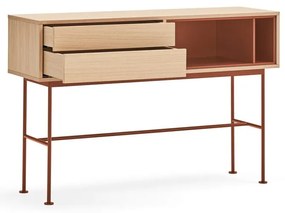 Tehlovočervený konzolový stolík v dubovom dekore Teulat Yoko