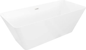 Mexen Velo Slim, voľne stojaca vaňa 170 × 75 cm, biela lesklá, oceľový prepad, 52811707500-97