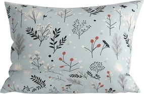 Flanelová obliečka na vankúš FROST BOTANIC 50x70 cm, svetlosivá