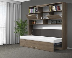 Nabytekmorava Sklápacia posteľ VS1056 MAX, 200x90cm farba lamina: orech lyon/biele dvere, Varianta dverí: lesklé
